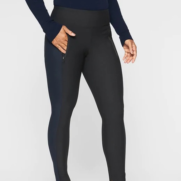 Athleta Pants - Athleta Stellar Tights size S Black/Navy